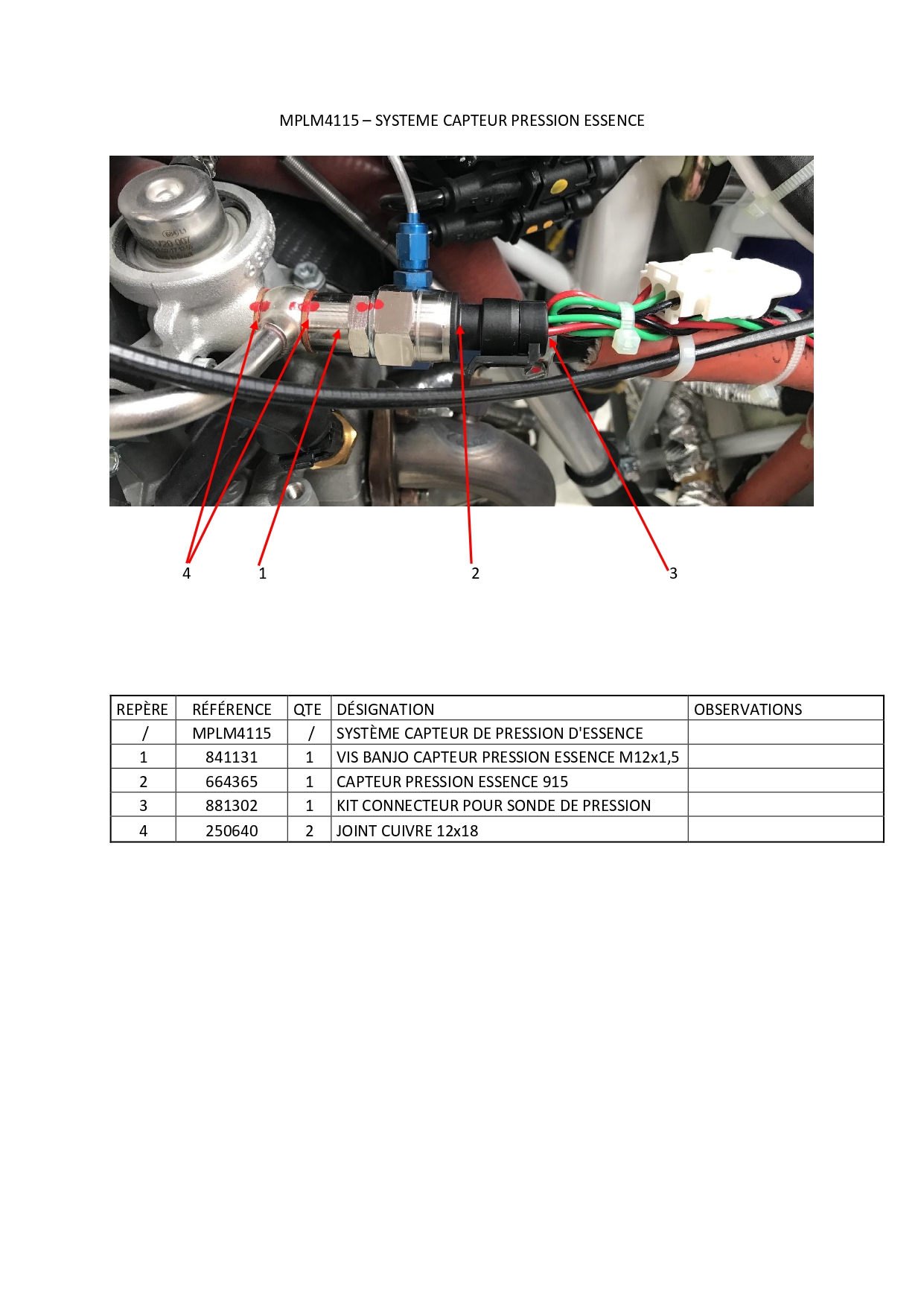 MPLM4115 - SYSTEME CAPTEUR DE PRESSION D'ESSENCE